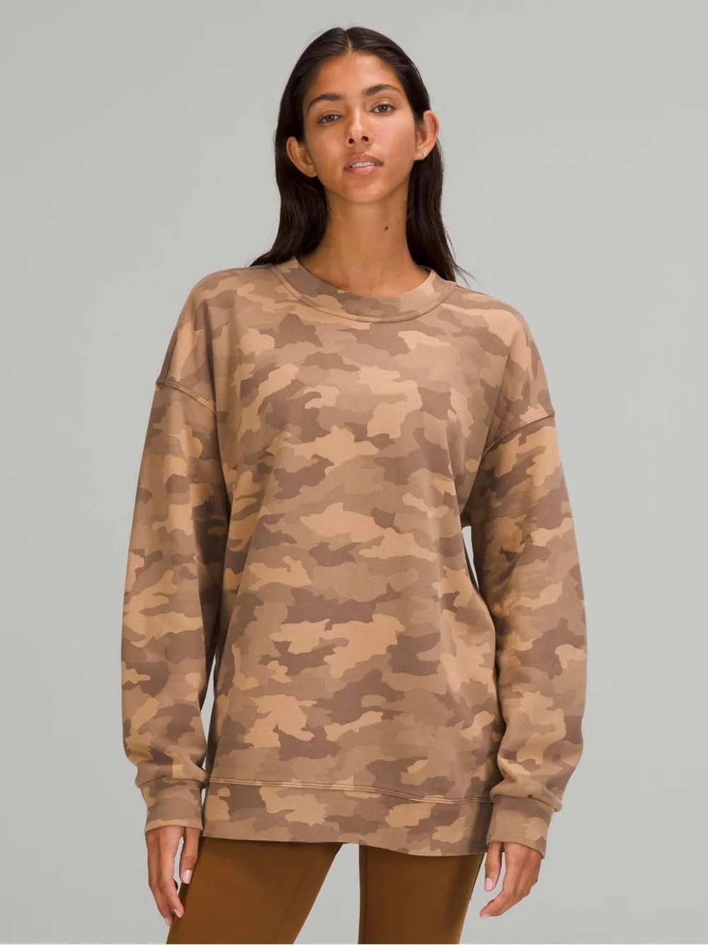 Lululemon Perfectly Oversized Crew Heritage 365 Camo Beige Multi